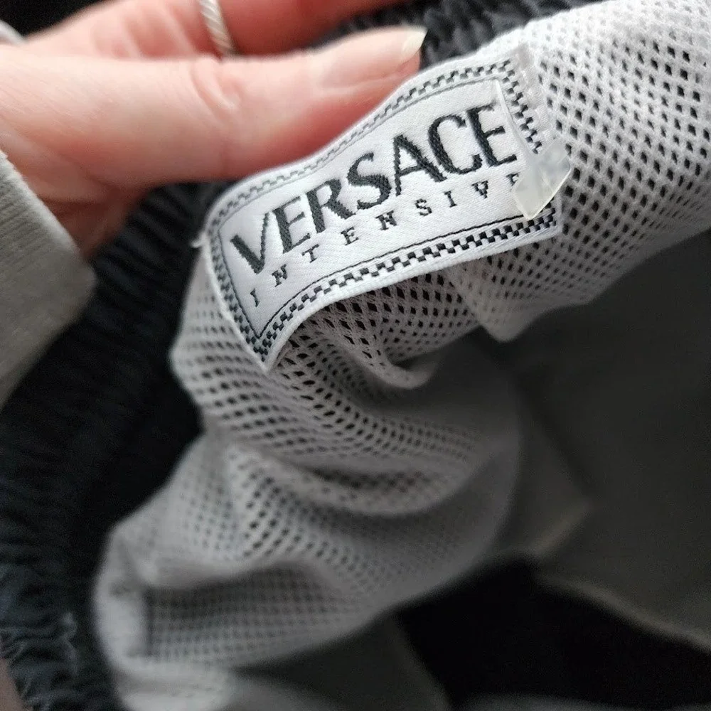 VERSACE Intensive Vintage 90s Swim Trunks Black Resortwear Minimalist‎ XL